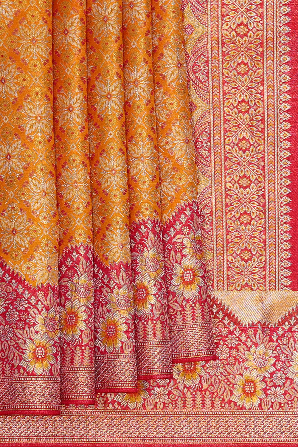 Image of Kanchipattu Golden Yellow Brocade Saree